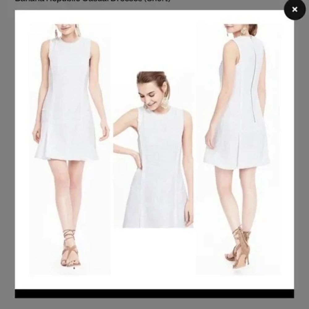 Banana Republic Fit & Flare Tweed White Mini Dress Cocktail Dress size 0P - Picture 2 of 6